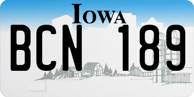 IA license plate BCN189