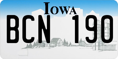 IA license plate BCN190