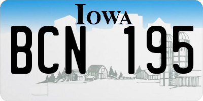 IA license plate BCN195