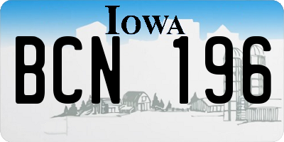 IA license plate BCN196