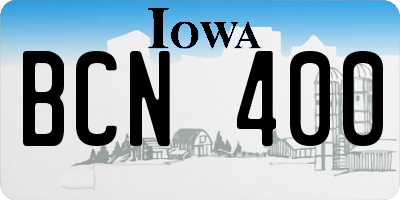 IA license plate BCN400