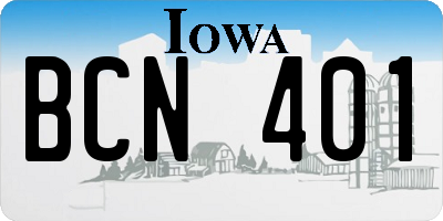 IA license plate BCN401