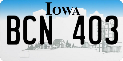 IA license plate BCN403
