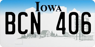 IA license plate BCN406