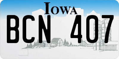 IA license plate BCN407