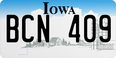 IA license plate BCN409