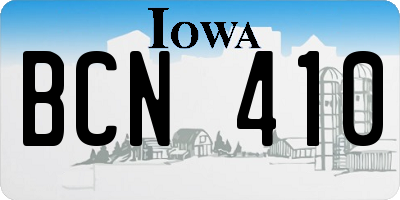 IA license plate BCN410