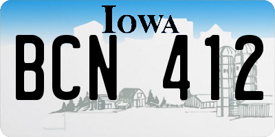 IA license plate BCN412