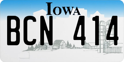 IA license plate BCN414