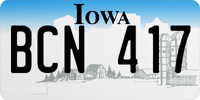 IA license plate BCN417