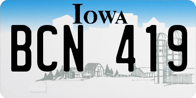 IA license plate BCN419