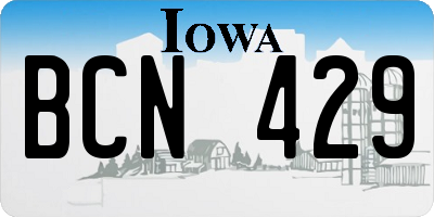 IA license plate BCN429