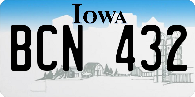 IA license plate BCN432