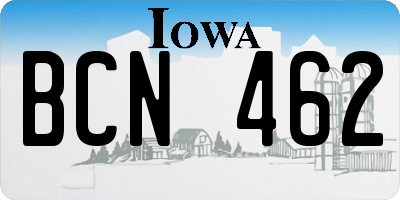 IA license plate BCN462