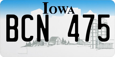 IA license plate BCN475