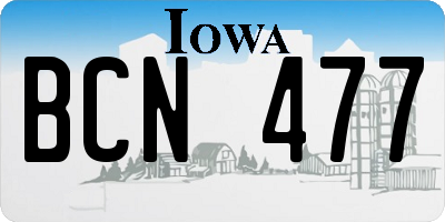 IA license plate BCN477