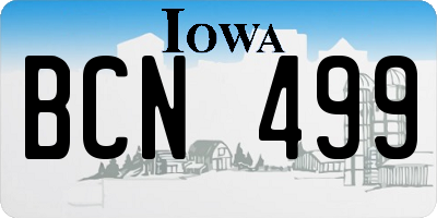 IA license plate BCN499