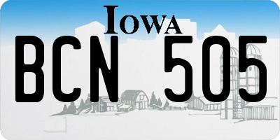 IA license plate BCN505