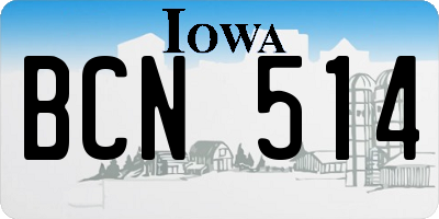 IA license plate BCN514