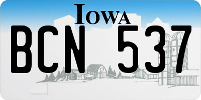 IA license plate BCN537