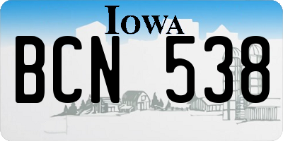 IA license plate BCN538