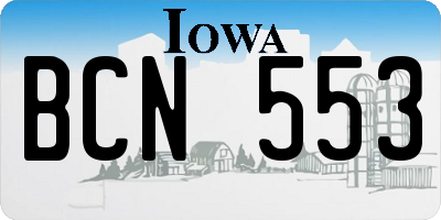 IA license plate BCN553