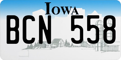 IA license plate BCN558