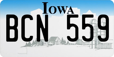 IA license plate BCN559