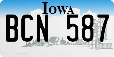 IA license plate BCN587