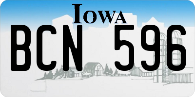IA license plate BCN596