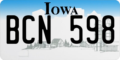 IA license plate BCN598