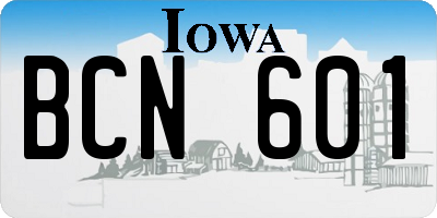 IA license plate BCN601