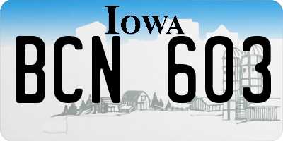 IA license plate BCN603