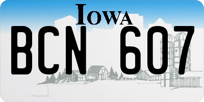 IA license plate BCN607