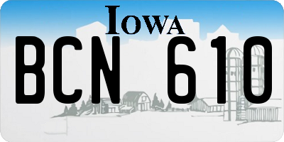 IA license plate BCN610