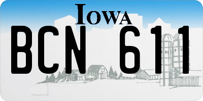 IA license plate BCN611