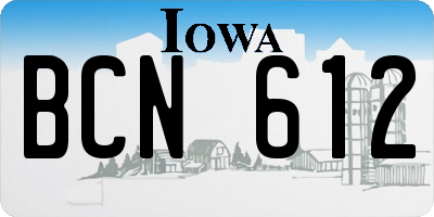 IA license plate BCN612