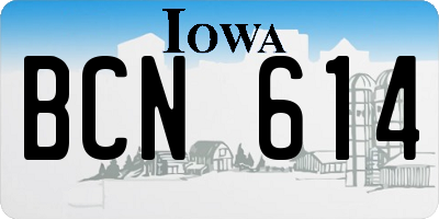 IA license plate BCN614