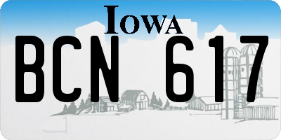 IA license plate BCN617