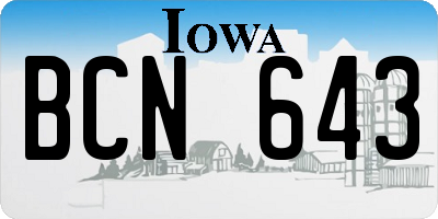 IA license plate BCN643