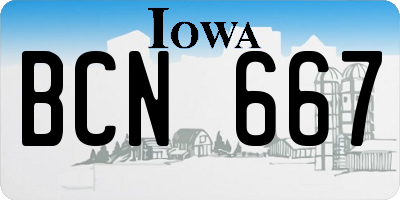 IA license plate BCN667