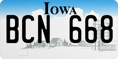 IA license plate BCN668