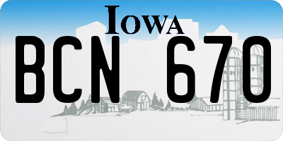 IA license plate BCN670