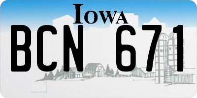 IA license plate BCN671