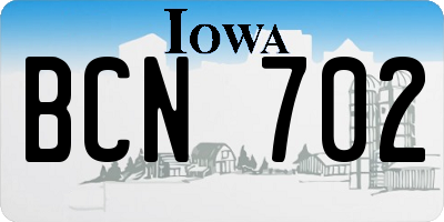 IA license plate BCN702