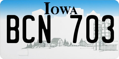 IA license plate BCN703