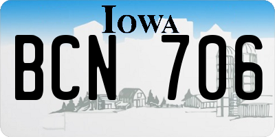 IA license plate BCN706