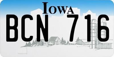 IA license plate BCN716