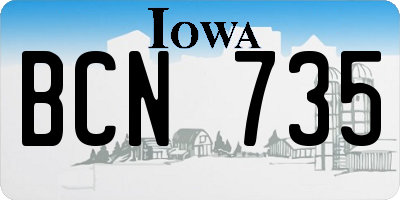 IA license plate BCN735