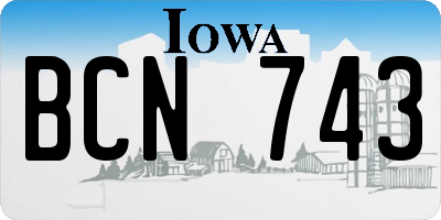 IA license plate BCN743